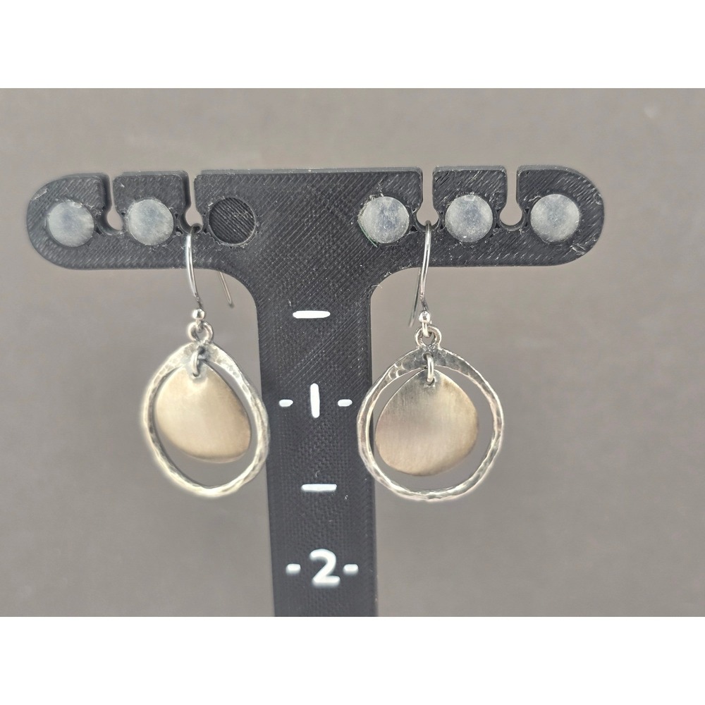 Silpada Earrings Silver Hammered Dangle Drop Circle Teardrop Geometric 1.25in